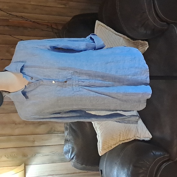 ST. Tropez Linen Tunic Blouse Top Size M - Picture 1 of 8